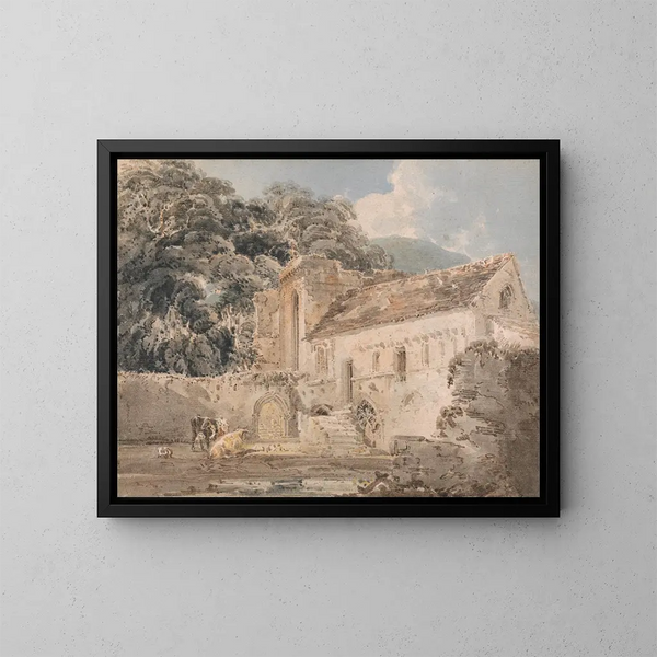 Abbaye de Valle Crucis, Denbighshire - Thomas Girtin — inramlat konstverk på väggen
