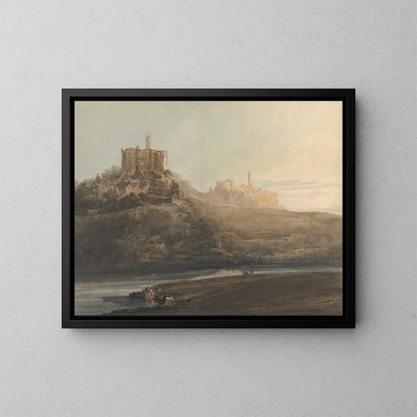 Château de Warkworth, Northumberland - Thomas Girtin — inramlat konstverk på väggen