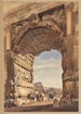 L'Arc de Titus blickar mot Colosseum i Rom - Thomas Hartley Cromek — vy av konstverket