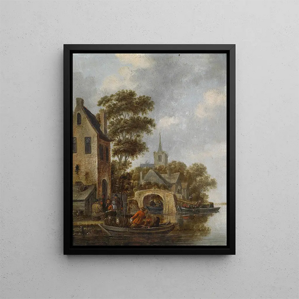 Thomas Heeremans - Flusslandschaft mit einem Fhrboot.webp