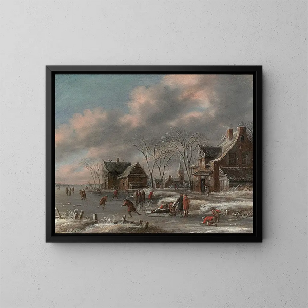Patineurs en hiver - Thomas Heeremans — inramlat konstverk på väggen