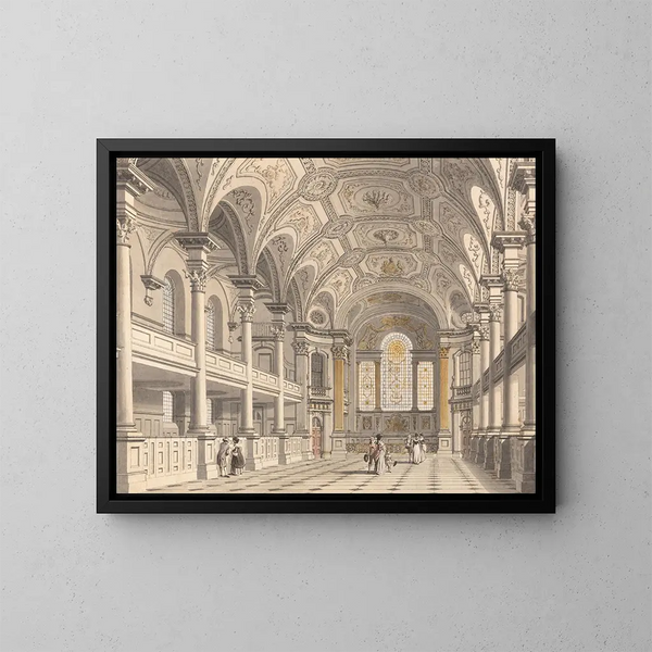 interiören i St Martin-in-the-Fields - Thomas Malton den yngre — inramlat konstverk på väggen