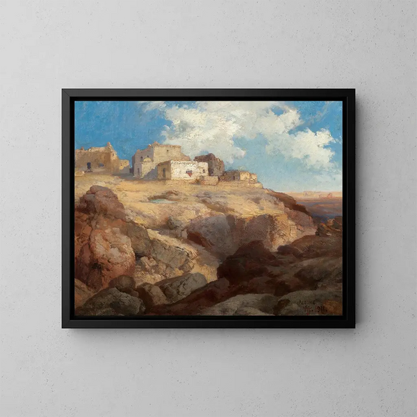 En liten Acoma, New Mexico - Thomas Moran — inramlat konstverk på väggen