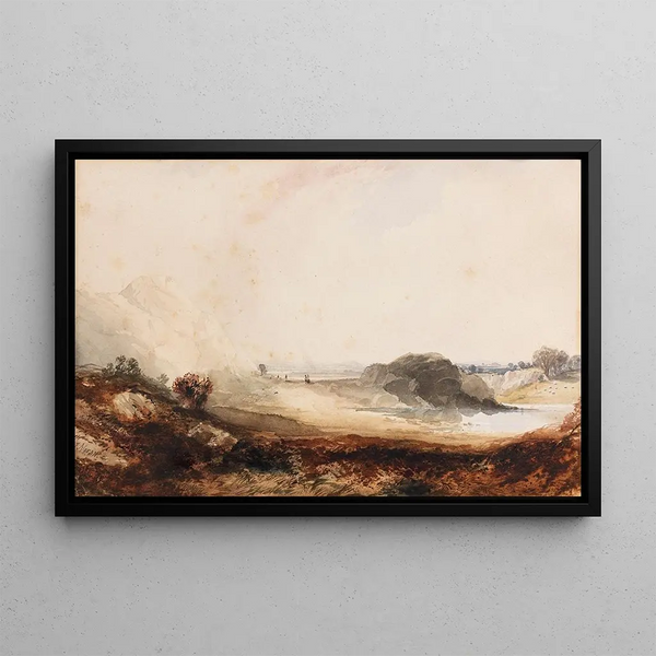 Landskapsberg - Thomas Moran — inramlat konstverk på väggen