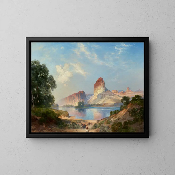En indisk paradis, grön flod, Wyoming - Thomas Moran — inramlat konstverk på väggen