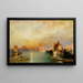 Solnedgång, Santa Maria och Dogepalatset, Venedig - Thomas Moran — inramlat konstverk på väggen