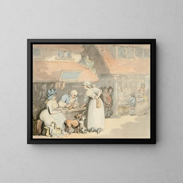 hos skomakaren - Thomas Rowlandson — inramlat konstverk på väggen