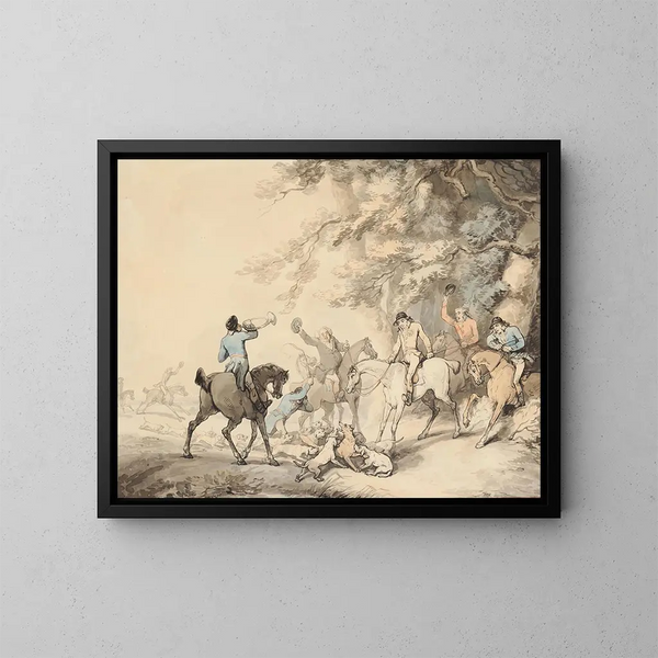 La Mort du Renard - Thomas Rowlandson — inramlat konstverk på väggen