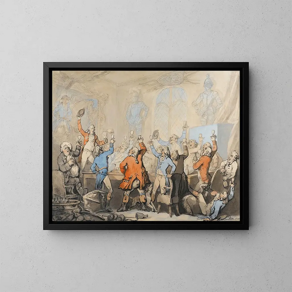 Le Dîner de chasse - Thomas Rowlandson — inramlat konstverk på väggen