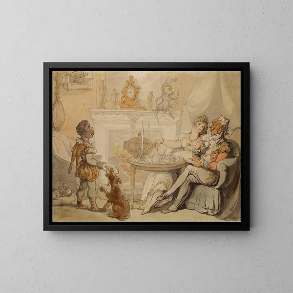 La cérémonie du thé - Thomas Rowlandson — inramlat konstverk på väggen