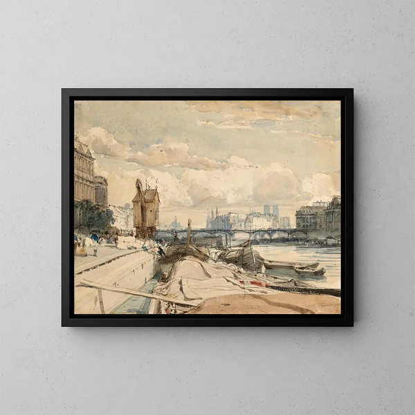 Vue du Pont des Arts et de l'île de la Cité depuis le Quai du Louvre, Paris - Thomas Shotter Boys — inramlat konstverk på väggen
