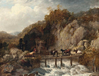Moulin d'Umberleigh, floden Taw, Devon - Thomas Sidney Cooper — vy av konstverket