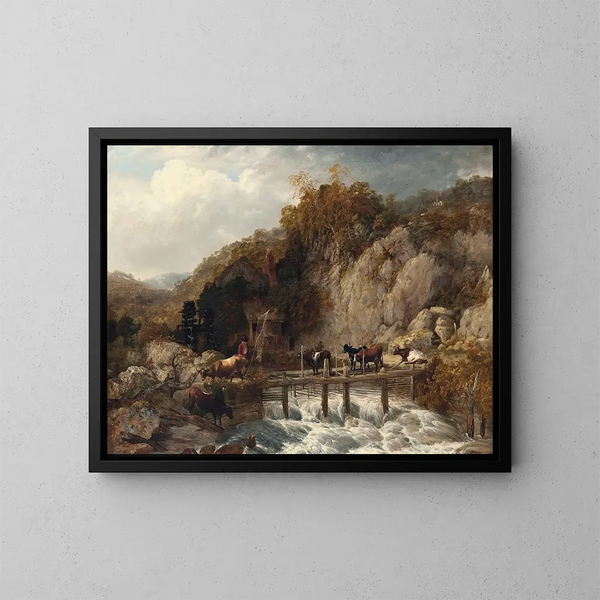 Moulin d'Umberleigh, floden Taw, Devon - Thomas Sidney Cooper — inramlat konstverk på väggen