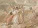 En kvinna räddad från havet och assisterad på stranden, roddbåt och räddningspersonal i bakgrunden - Thomas Stothard — vy av konstverket