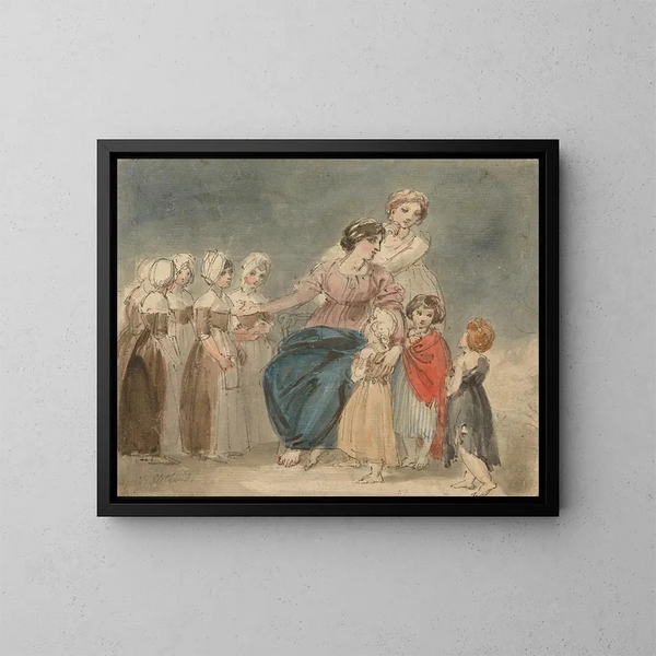 Charité, barn och små vagabonder - Thomas Stothard — inramlat konstverk på väggen
