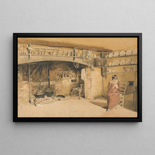 Thomas Uwins - Farm House Kitchen at Brackham in Surrey.webp