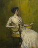 Dame i vit - Thomas Wilmer Dewing — vy av konstverket