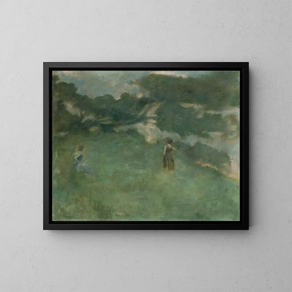 Le merle d'hermite - Thomas Wilmer Dewing — inramlat konstverk på väggen