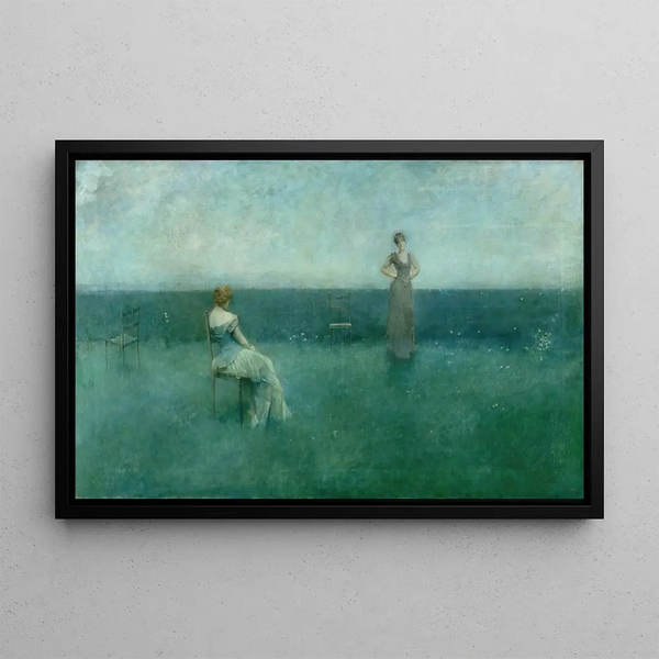 La Récitation - Thomas Wilmer Dewing — inramlat konstverk på väggen