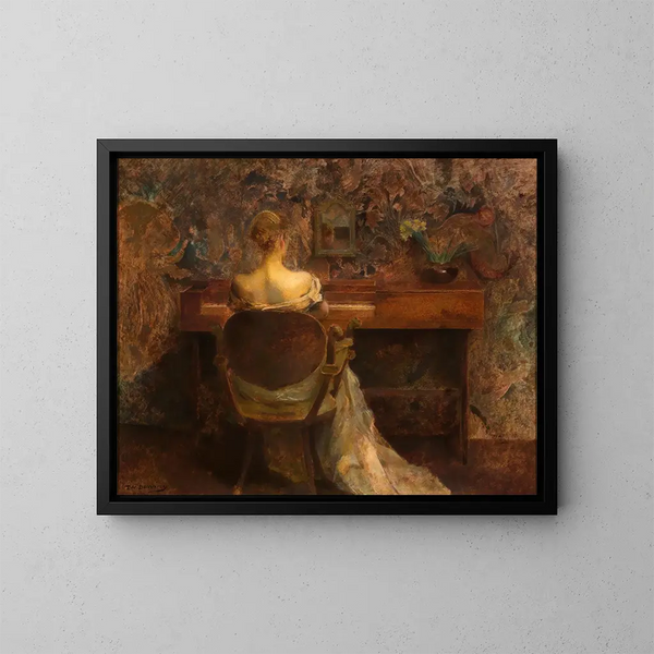Le clavecin - Thomas Wilmer Dewing — inramlat konstverk på väggen