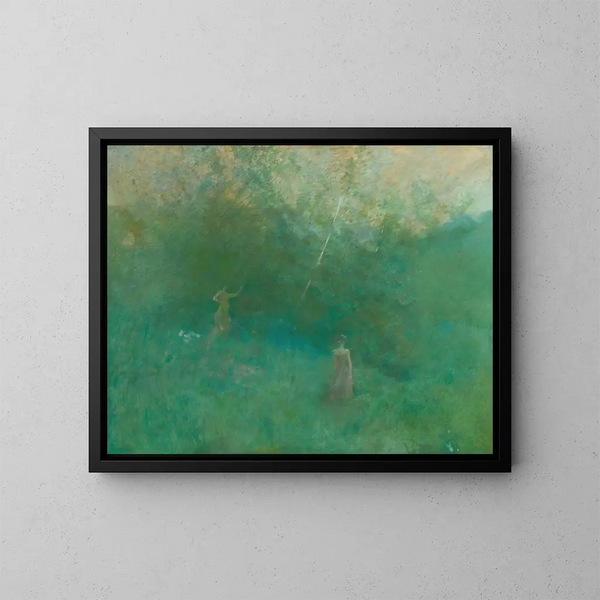 Le bouleau blanc - Thomas Wilmer Dewing — inramlat konstverk på väggen