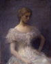 en ung flicka som sitter - Thomas Wilmer Dewing — vy av konstverket