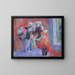 Vase de fleurs dans un intérieur rouge - Thorvald Erichsen — inramlat konstverk på väggen