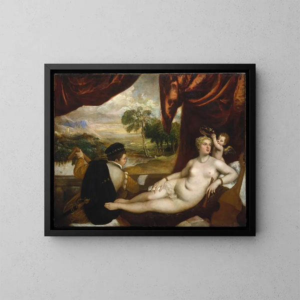 Venus och lutanisten - Titien — inramlat konstverk på väggen