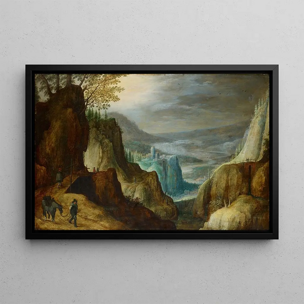 Fantastisk bergslandskap - Tobias Verhaecht — inramlat konstverk på väggen