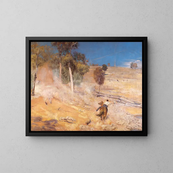 Une échappée - Tom Roberts — inramlat konstverk på väggen