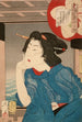 En geisha från 1870-talet sittande i en båt - Tsukioka Yoshitoshi — vy av konstverket