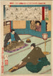 Egawa Tarzaemon som spelar koto - Tsukioka Yoshitoshi — vy av konstverket