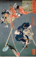 Miyamoto Musashi som skär genom en tengu - Tsukioka Yoshitoshi — vy av konstverket