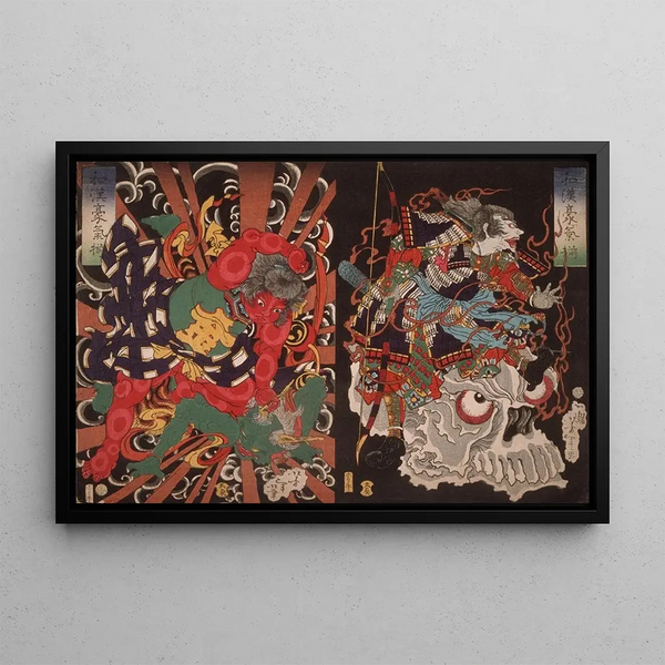 Tsukioka Yoshitoshi - Warrior on Skull Kintoki Overpowering a Demon.webp