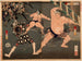 Duel mellan Yotsuguruma Daihachi och Kotengu Heisuke under kampen mellan wrestlers och brandmän vid Shinmei-helgedomen - Tsukioka Yoshitoshi — vy av konstverket