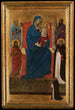 jungfru Maria med barnet i majestät med helgonen Petrus, Paulus, Johannes Döparen och Dominikus och en dominikansk bönfaller - Ugolino di Nerio — vy av konstverket