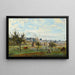 Reproduktion av målningen av en by i omgivningarna kring Mantes av Jean-Baptiste Camille Corot
