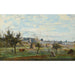 Reproduktion av målningen av en by i omgivningarna kring Mantes av Jean-Baptiste Camille Corot