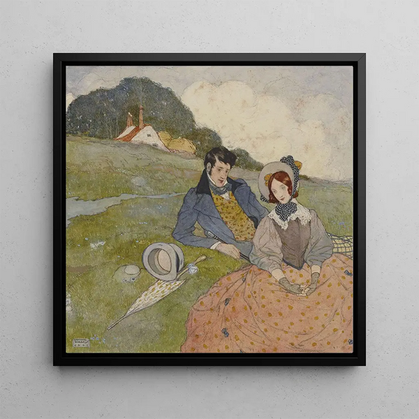 Un couple assis dans un paysage rural - Edmund Dulac