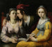 Ett par i samtal och en kvinna med en sångbok - Cornelis Cornelisz Van Haarlem — vy av konstverket