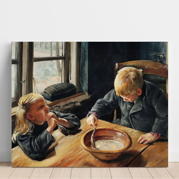 Reproduktion av målningen En pojke och en flicka vid lunchtid - Laurits Andersen Ring