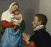 En gentleman i tillbedjan inför Madonnan - Giovanni Battista Moroni — vy av konstverket