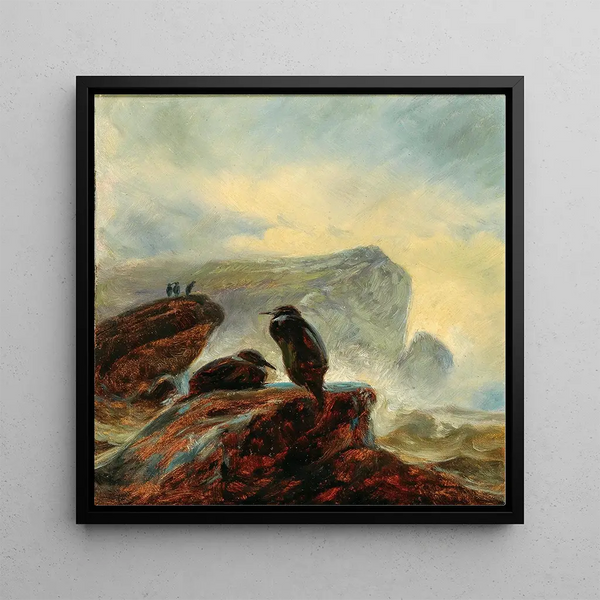 Friedrich Preller the Elder - A Landscape with Cormorants on a Rock.webp