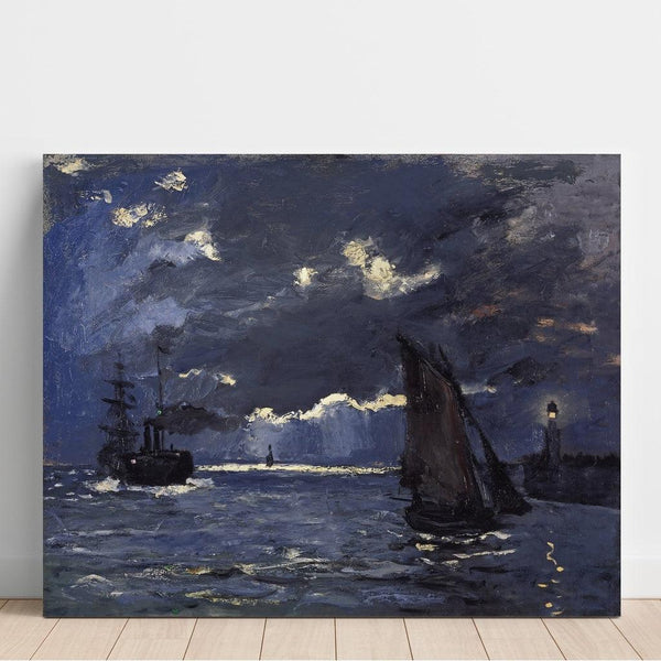 Reproduktion av målningen Ett marint landskap, navigation i månsken - Claude Monet