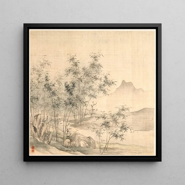 Une grue solitaire dans le bosquet de bambous - Tao Hong