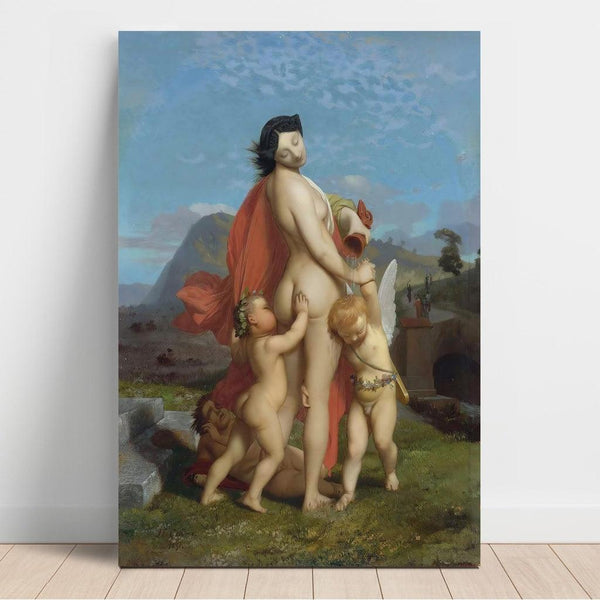 Reproduktion av målningen En ung nymf retad av putti - Jean-Léon Gérôme