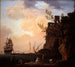 En hamnscen vid den italienska hamnen - Claude-Joseph Vernet — vy av konstverket