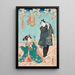 En scen ur pjäsen Hana no hoka ni waka no kyokuzuki - Utagawa Kunisada Toyokuni III — inramlat konstverk på väggen