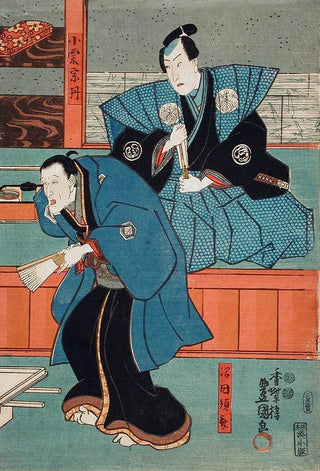 Utagawa Kunisada Toyokuni III - Actors Band Sajr I as Mumata Junsai Band Takesabur I as Oguri Stan.webp