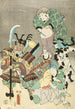 Aktörer i Ebisu Fukurokuju Benkei Räven och Jägaren i stil med tsue - Utagawa Kunisada Toyokuni III — vy av konstverket